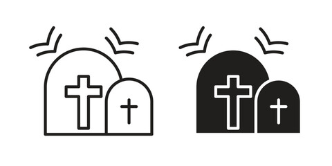 Cemetery icon vector editable. black vectors set