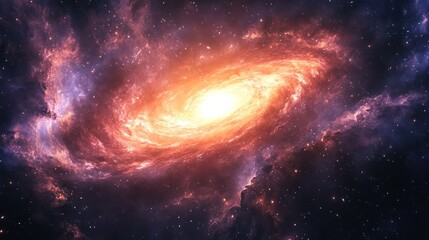 Fototapeta premium Remote blazar emitting powerful radiation in a dusty early universe environment