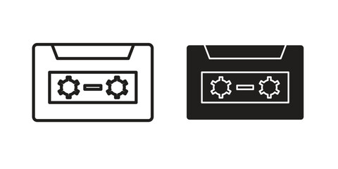 Cassette tape icon vector editable. black vectors set