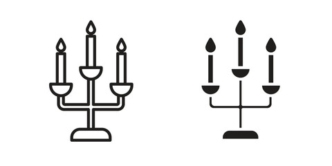 Candelabra icon vector editable. black vectors set