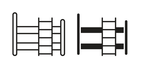 Bunk bed icon vector editable. black vectors set