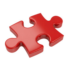 Obraz premium Vibrant red puzzle piece symbolizes connection and problem-solving for business strategy and team collaboration success