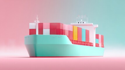 An ocean freighter fully loaded with colorful containers docked at a port