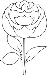 Vintage black and white rose tattoo design with delicate floral illustration and ornamental leaves