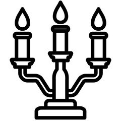 Candle icon, Black And White Outline Icon Vector.