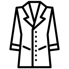 Coat icon, Black And White Outline Icon Vector.
