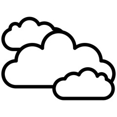 Cloudy Sky icon, Black And White Outline Icon Vector.