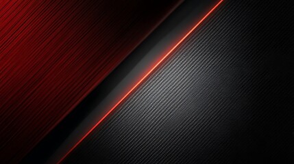 Diagonal split red and black carbon fiber texture with neon glow image