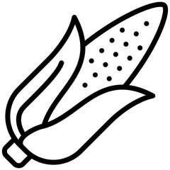 Corn icon, Black And White Outline Icon Vector.