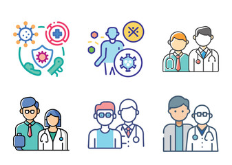 Health and Medical Concepts Depicting Immunity, Bundle  Pandemic Prevention, and Healthcare Professionals