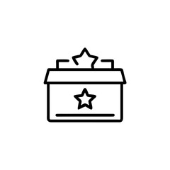 Outline a raffle box with stars on front top giveaway prize