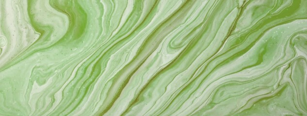 Abstract fluid art background with green and olive marble texture. Liquid mint acrylic painting backdrop