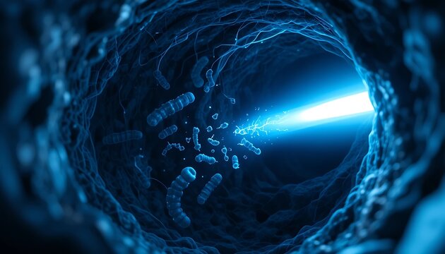 Abstract Blue Sci-Fi Wormhole Energy Tunnel - Powered by Adobe