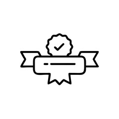 Outline award ribbon with checkmark text space verified approved
