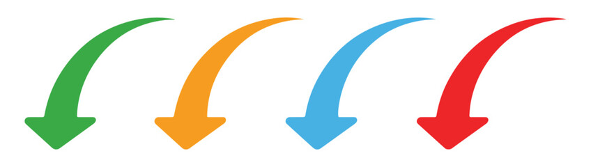 curved round arrow icon set on transparent background