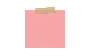 Pink sticky note with tape isolated on a transparent background paper