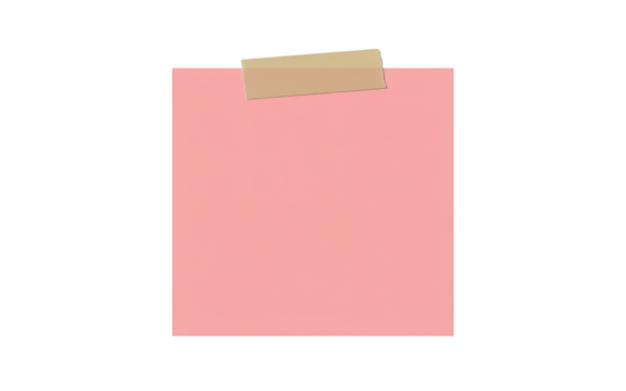 Pink sticky note with tape isolated on a transparent background paper - Powered by Adobe