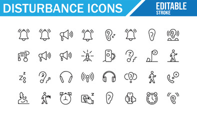 Vector Icons for Interruptions, Sleep Disturbance, and Noise in Sound Control