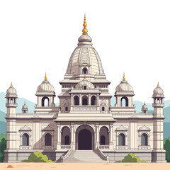 White Marble Temple Illustration with Transparent Background, Vector Graphic for Architectural Design