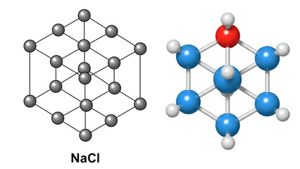 Explore fascinating sodium chloride crystal structure with this modern molecule visualization for educational science projects