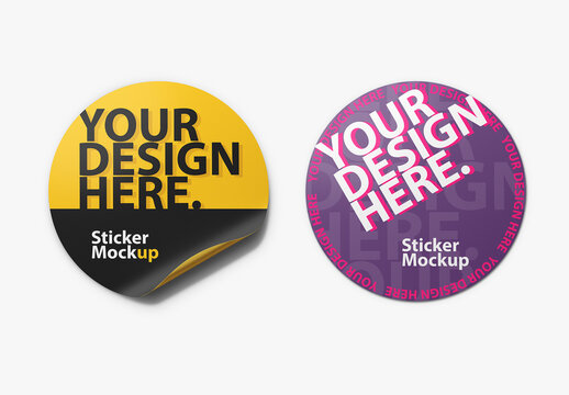 Round adhesive Sticker Mockup