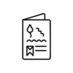 Outline icon a folded invitation card with abstract elements open