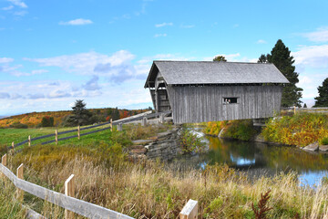 Visiters Pose at Foster Covered Bridge
