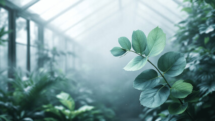Fresh Green Leaves: Lush Greenhouse Atmosphere