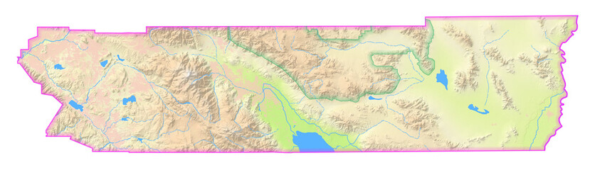 Map of the County Riverside (California, US) showing the isolated County with relief representation. No Lables.