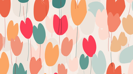 Abstract floral pattern with colorful tulips on light background  
