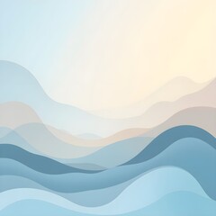 Obraz premium Soft Pastel Abstract Waves in Blue and Green