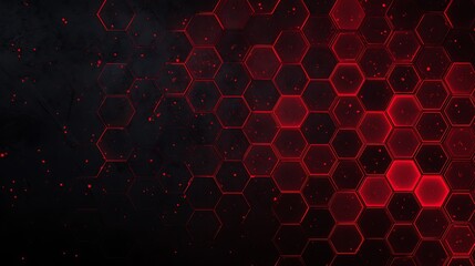 Glowing Red Hexagons on Dark Background black pattern