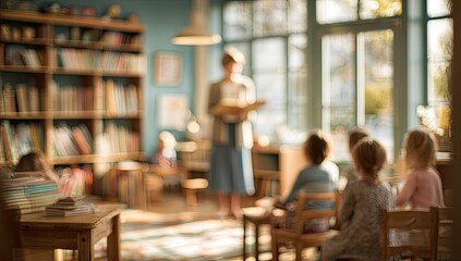 Blurry indoor classroom scene