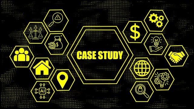 Case Study Business Success Strategy Icons Technology Innovation Growth Finance A I Global