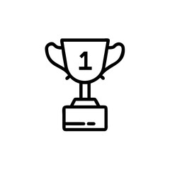 Outline icon a trophy with the number one award first