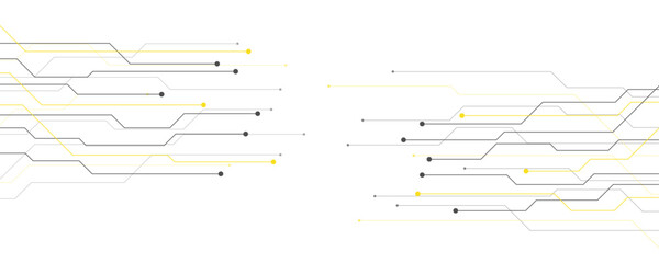 Abstract gray and yellow color digital technology futuristic circuit board background design. Technology dots lines connect network background.  © Ahnaf Tahmid
