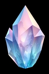 A big crystal gem on black background - can be used in 2d game designs 