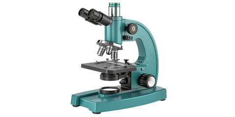 Teal Microscope 3D Render, Isolated on Transparent Background, Science Equipment, Lab Tool, microscope, 3d rendering, science
