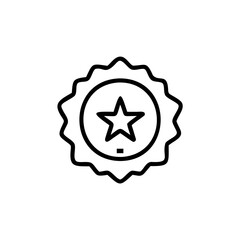 Outline star badge with serrated edge inner circle icon symbol