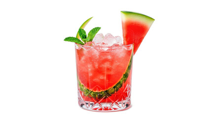 Refreshing Watermelon Cocktail with Mint isolated PNG with Transparent Background