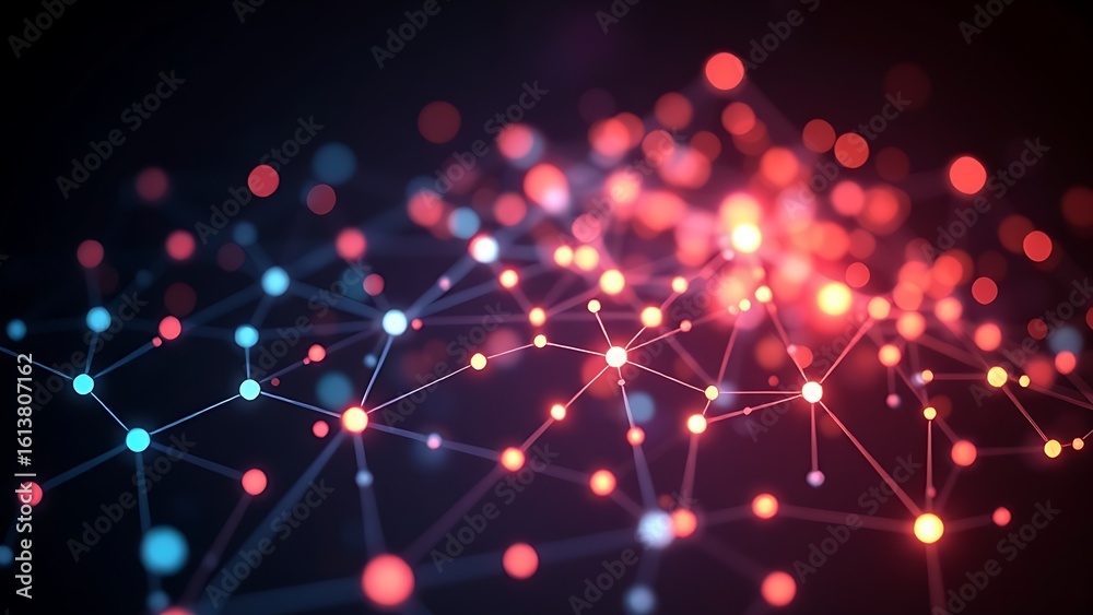 Wall mural an abstract network of glowing nodes and connections, creating a futuristic visual effect.