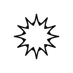 Starburst shape with sharp points rounded edges graphic icon