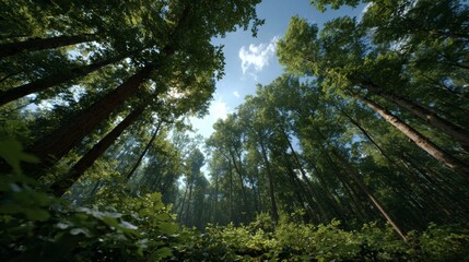Fototapeta premium View from the ground of a forest clearing
