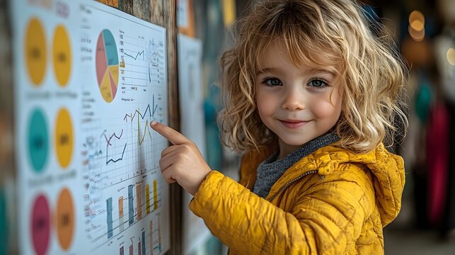 Confident child analyzing data on a whiteboard