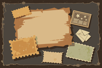 vintage postcard with postage stamps