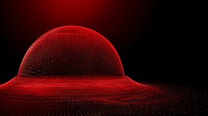 Red wireframe dome on black background image