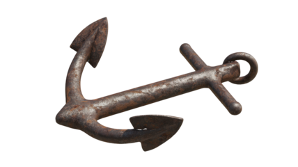 Rusty anchor maritime nautical equipment isolated on a transparent background image