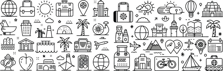 50 travel icon set vector 
