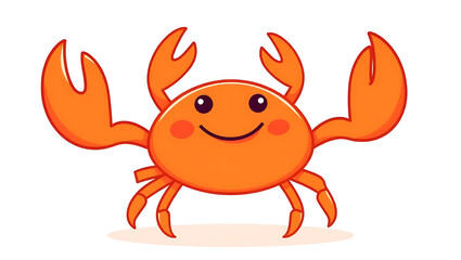 Fototapeta premium Happy cartoon crab with raised claws