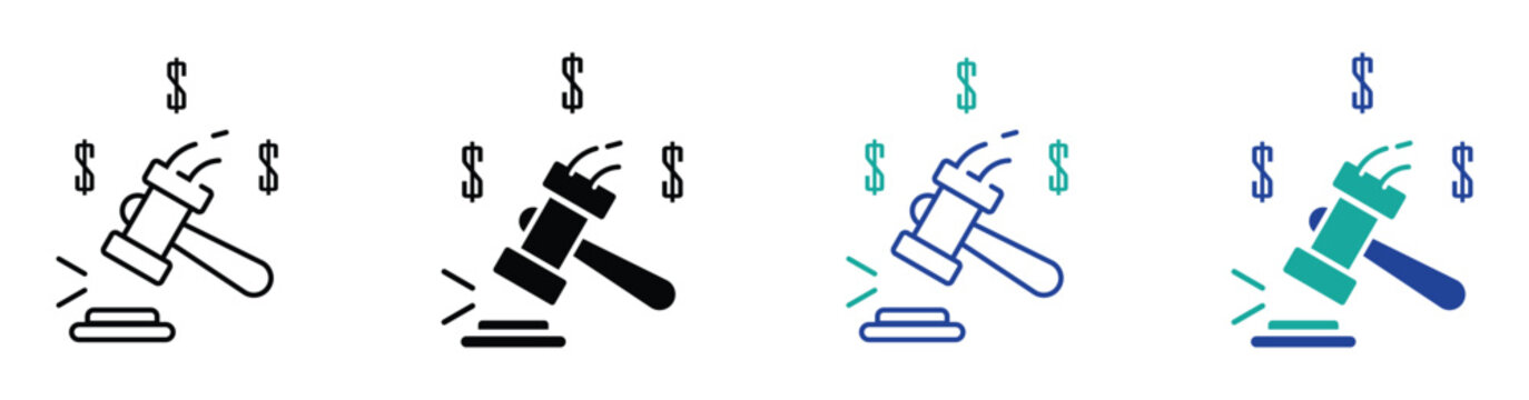 Hammer icon vector, property sale and real estate auction concept, money bid illustration